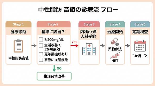 中性脂肪高値の診療流れフロー