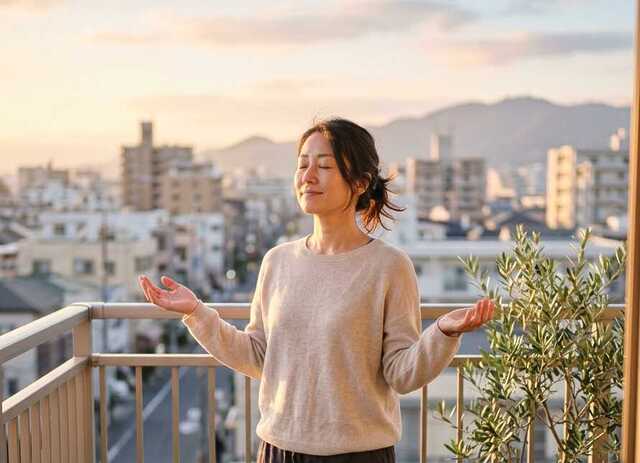 ベランダで深呼吸してセロトニンを分泌